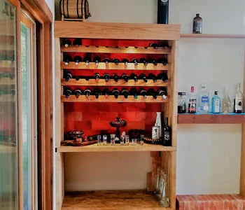 Illuminated Himalayan Salt Bricks Used As Red Chromotherapy