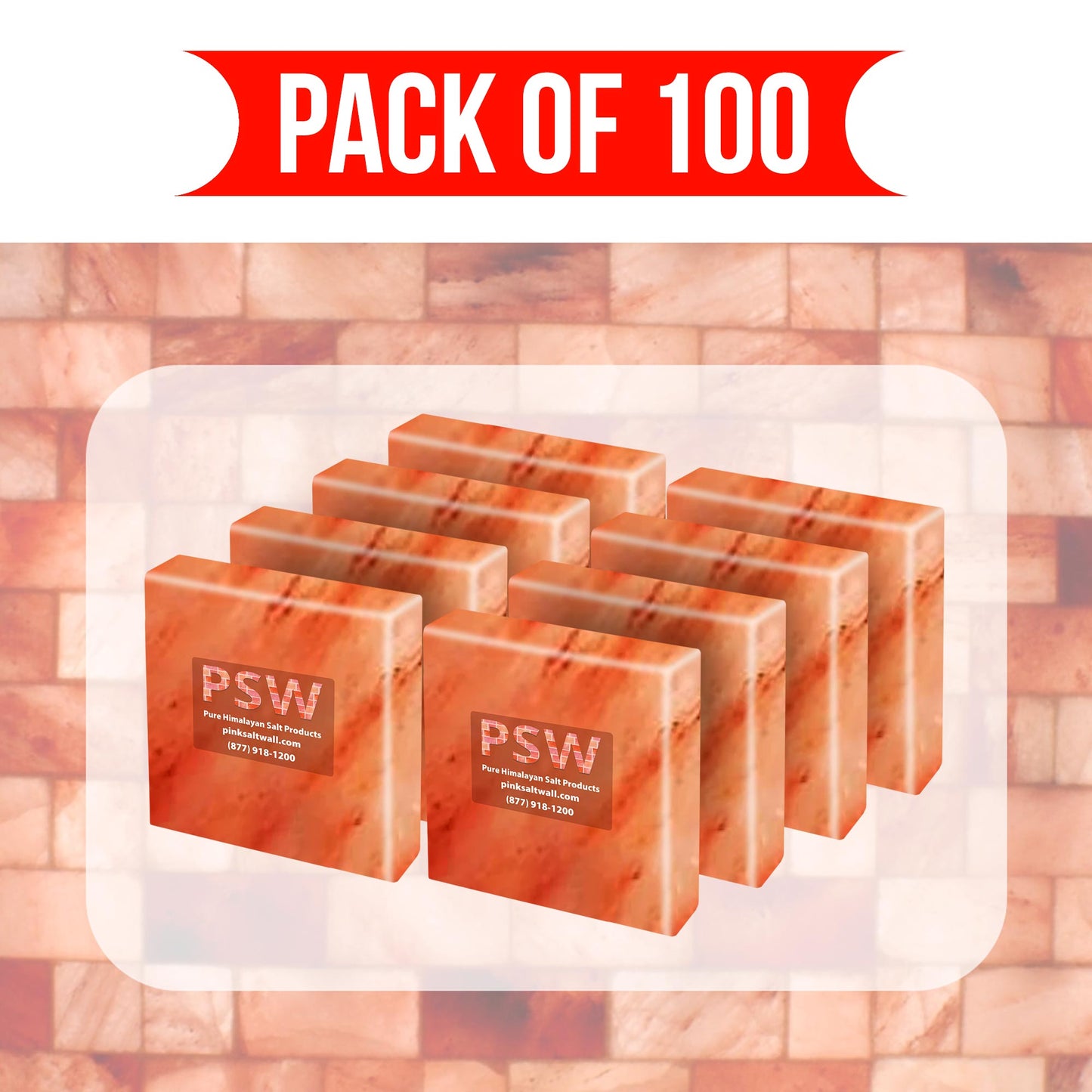 Himalayan Salt Wall Fingo Tile (12" x 8" x 1") - Pack of 100