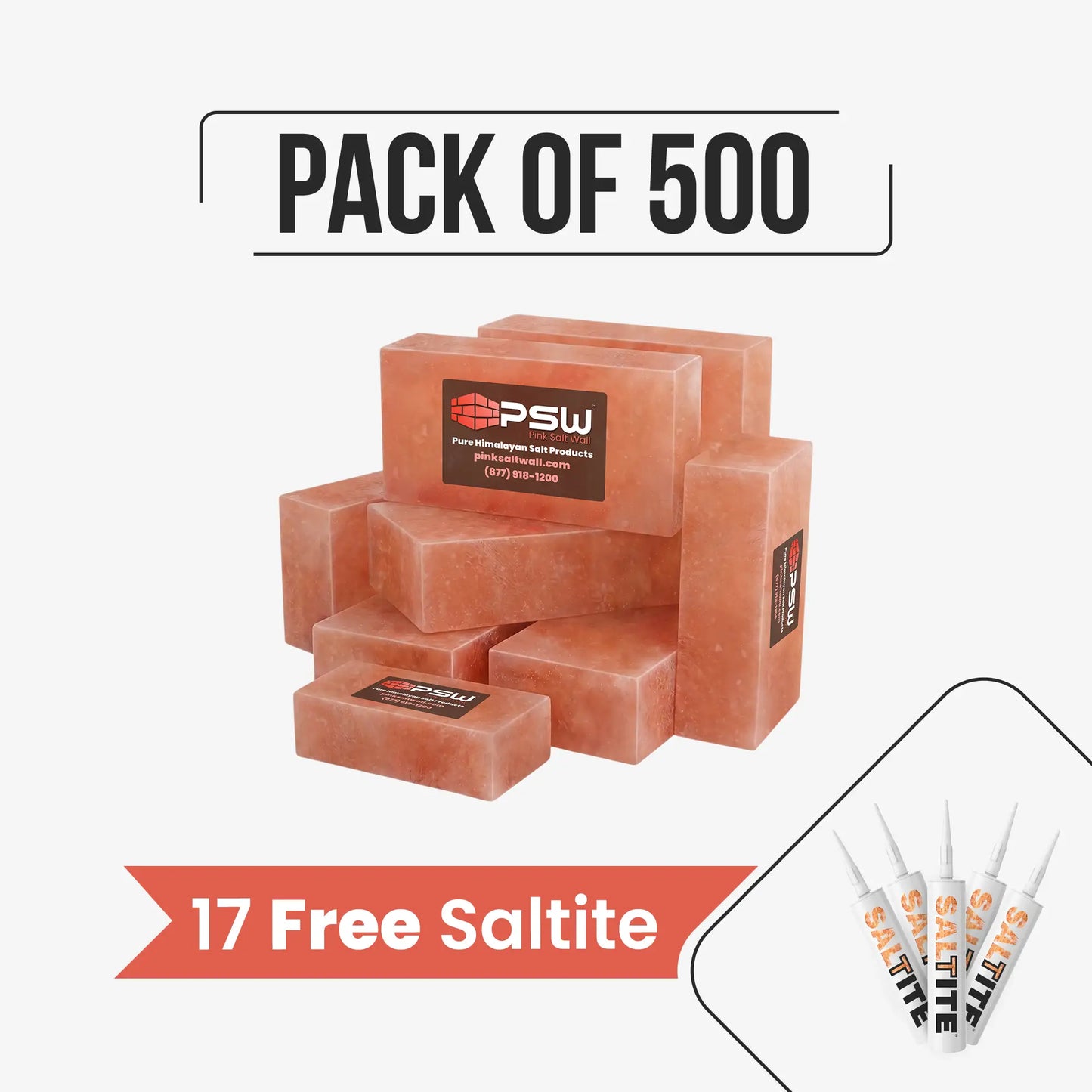 Himalayan Salt Bricks 8" x 4" x 2" Pack of 500 With 17 free Saltite
