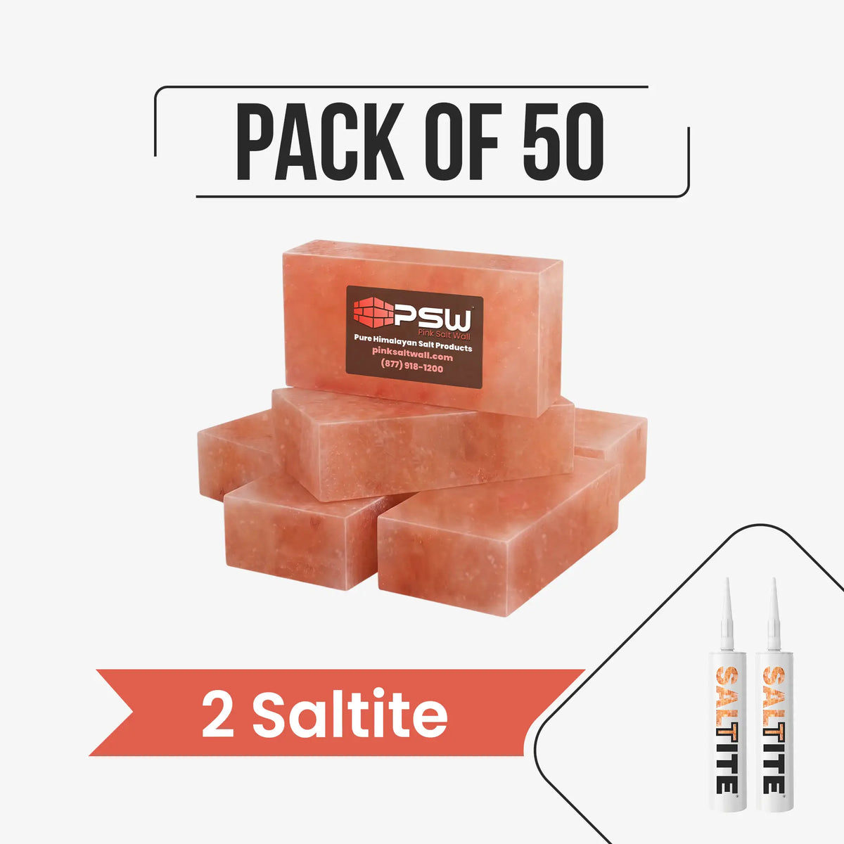 Himalayan Salt Bricks 8" x 4" x 2" Pack of 50 With 2 Saltite