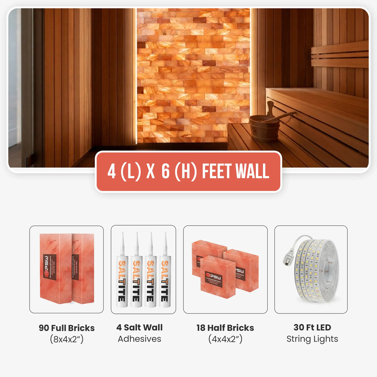 Himalayan Salt Wall Kit 4x6 Ft (24 Sq Ft)
