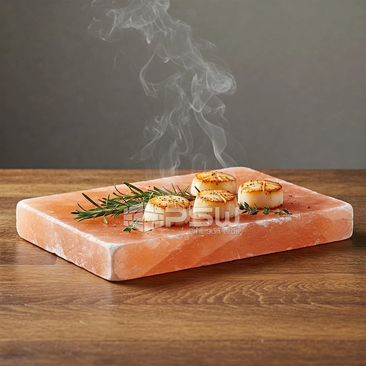 Himalayan salt block for grilling steak and fresh vegetables