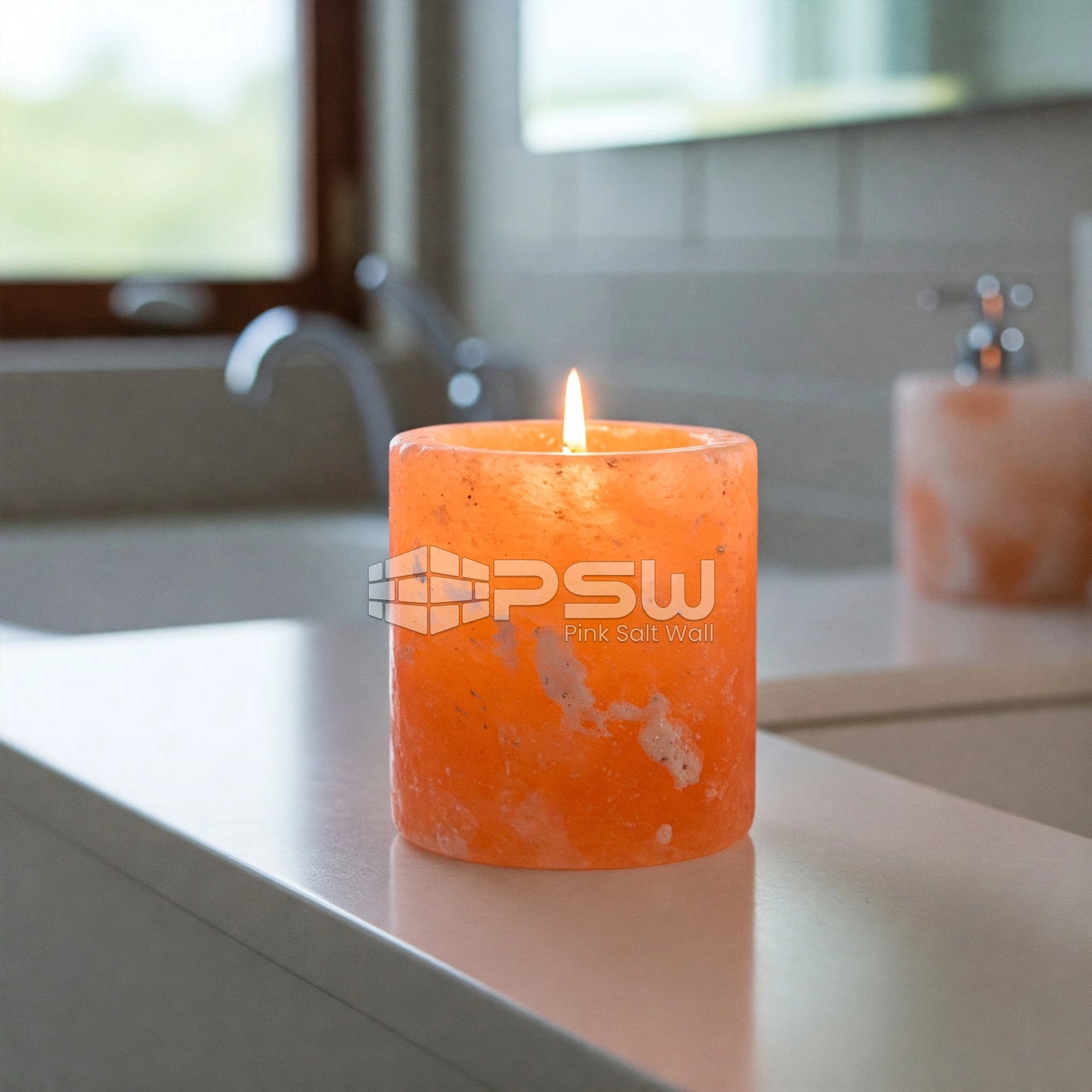 pink salt candle for home decor