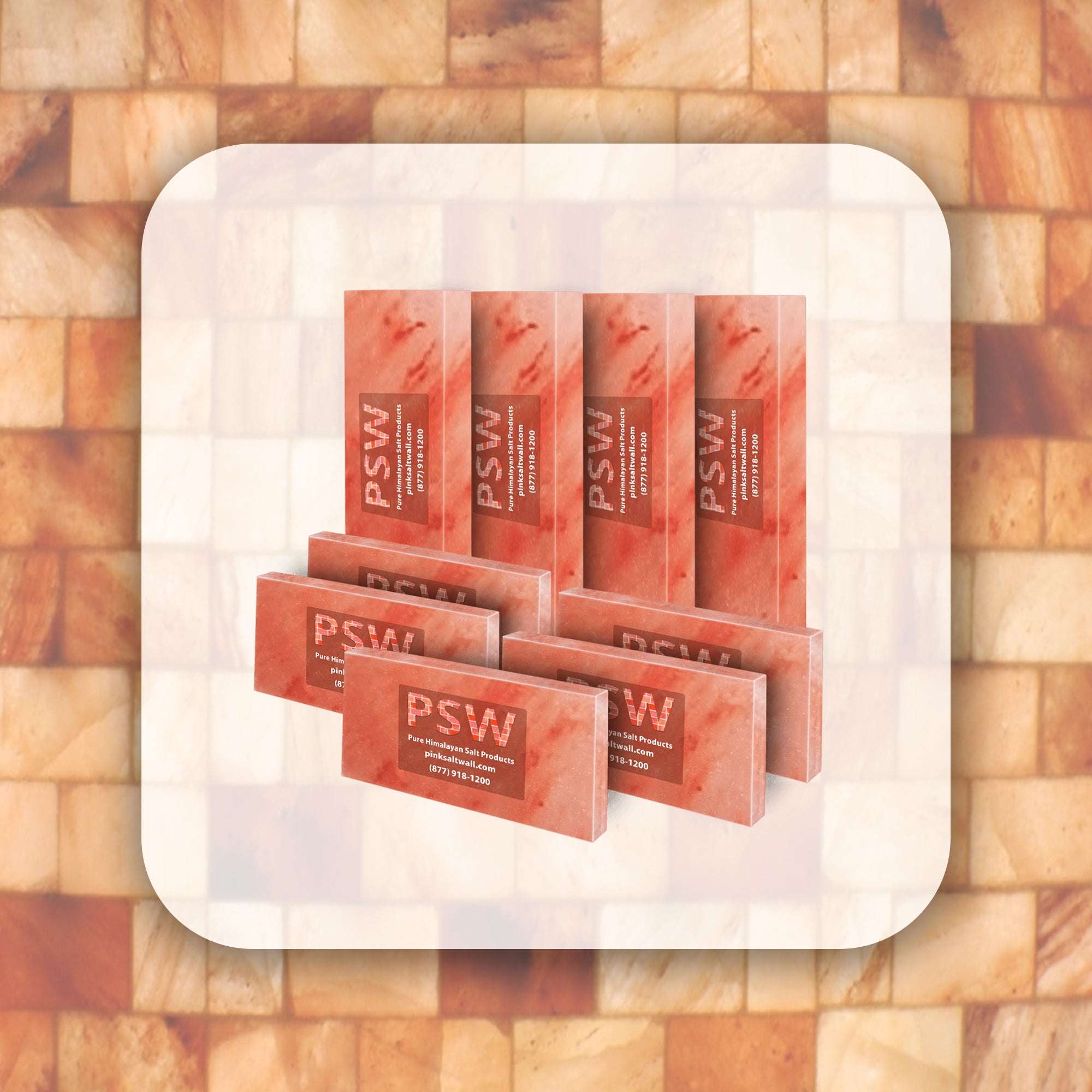 Himalayan Pink Salt Tiles 8" x 4" x 0.75" – Pack of 24