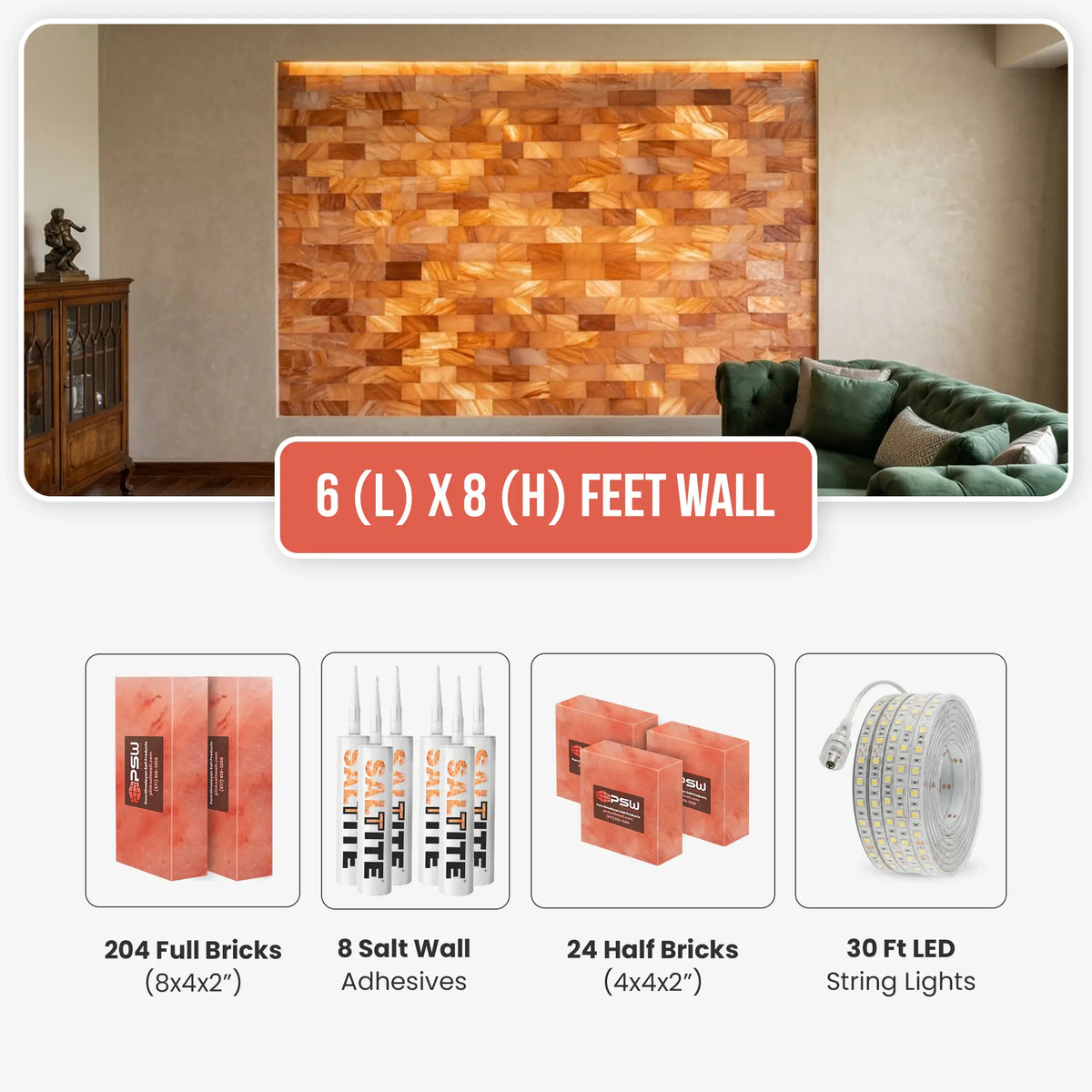 Pink Salt Brick Wall Kit 6x8 Ft (48 Sq Ft)