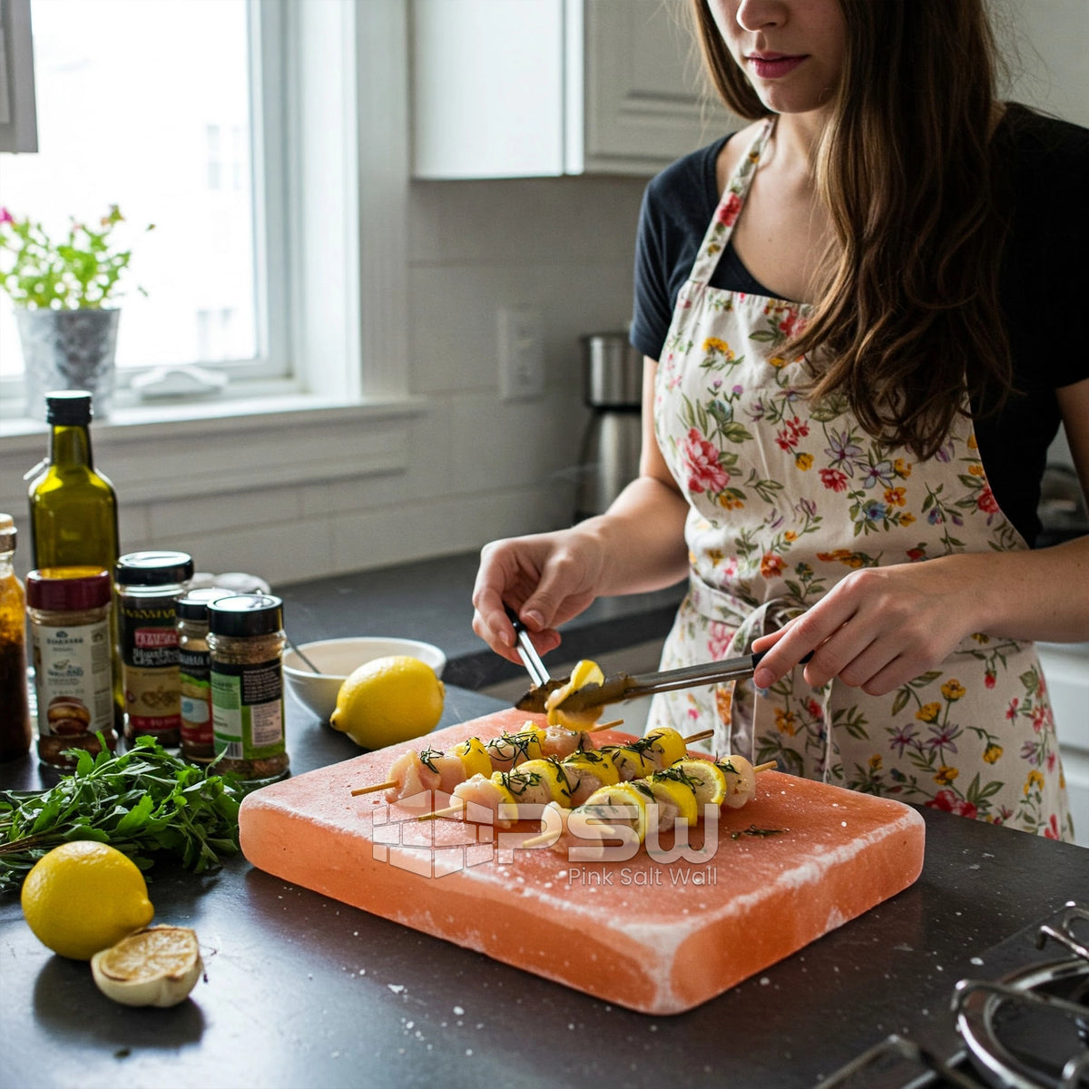 Salt cooking block for grilling meats and seafood at home