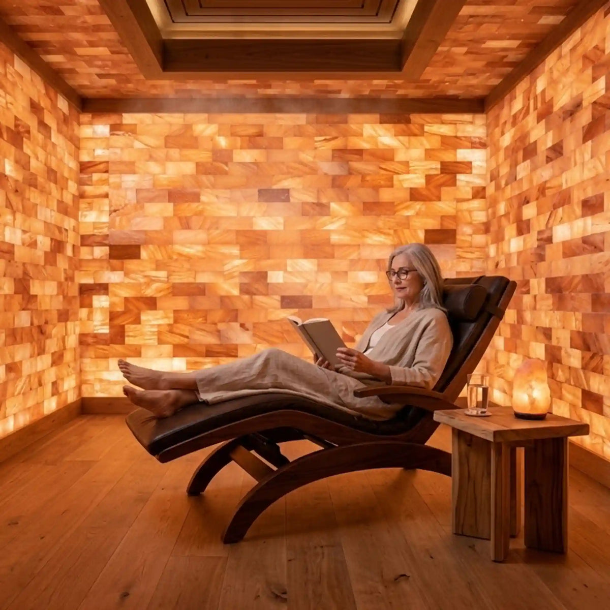 Pink salt bricks for wellness room feature walls