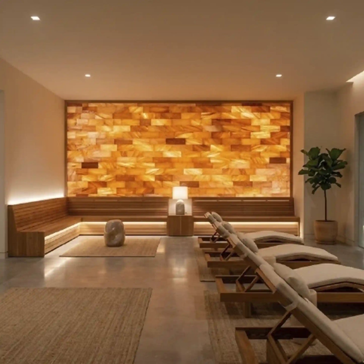 Pink salt bricks for spa interior walls