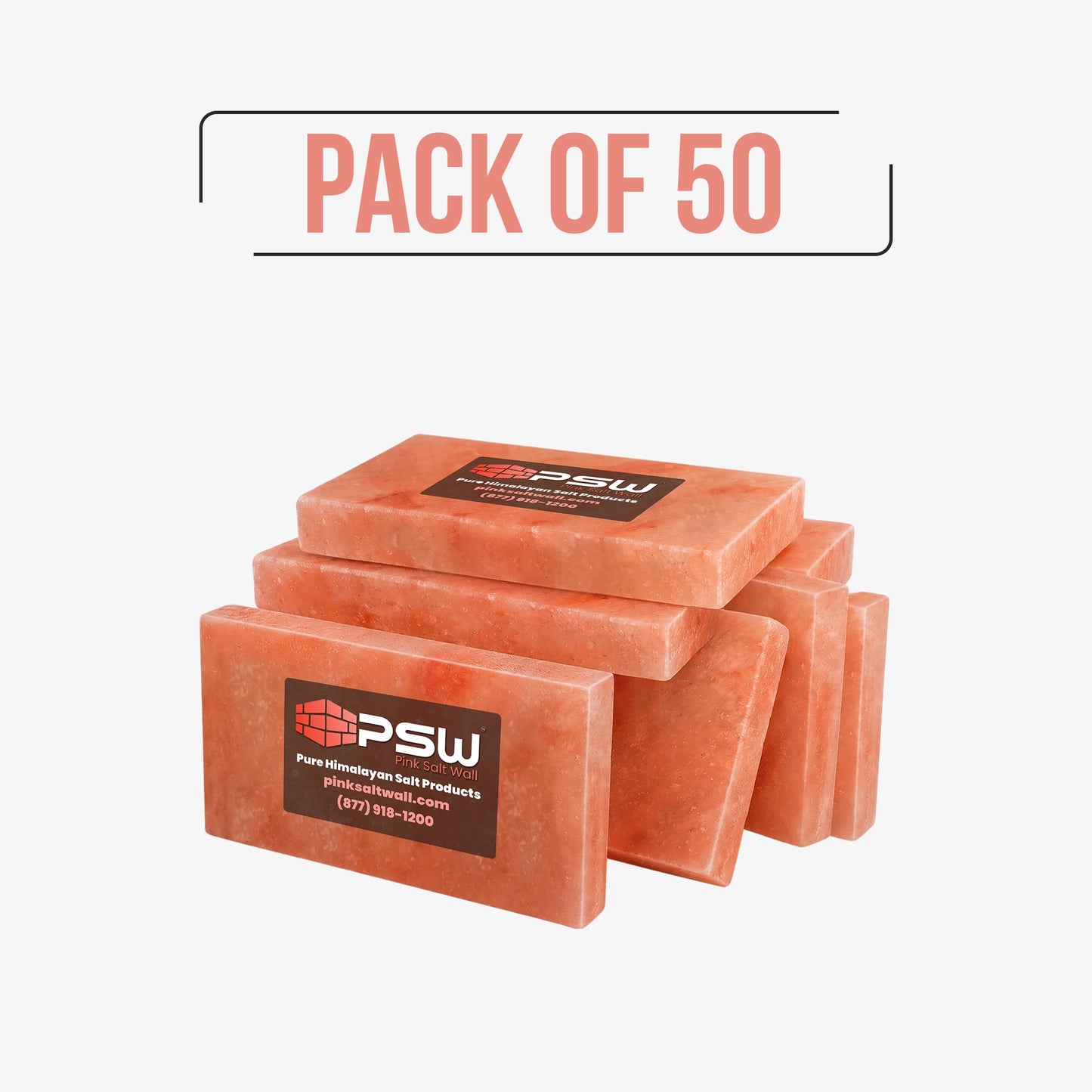 Himalayan Pink Salt Tiles 8" x 4" x 1"- Pack of 50