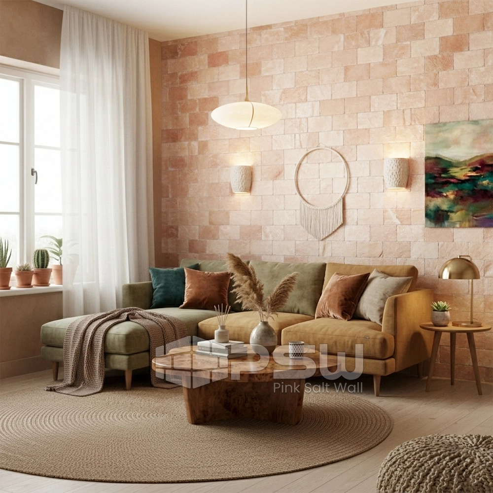 White salt tiles for salt living room walls