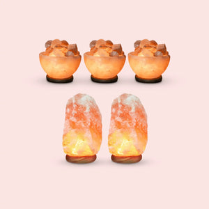 3 Ember - Himalayan Pink Salt Fire Bowl 2 Rubella - Pink Himalayan Crystal Salt Lamps