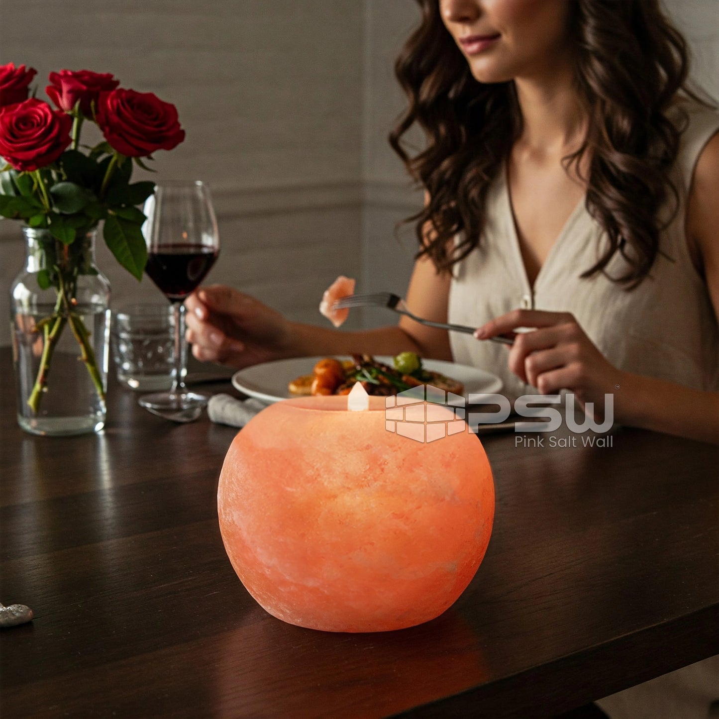Himalayan pink salt candle for dining areas