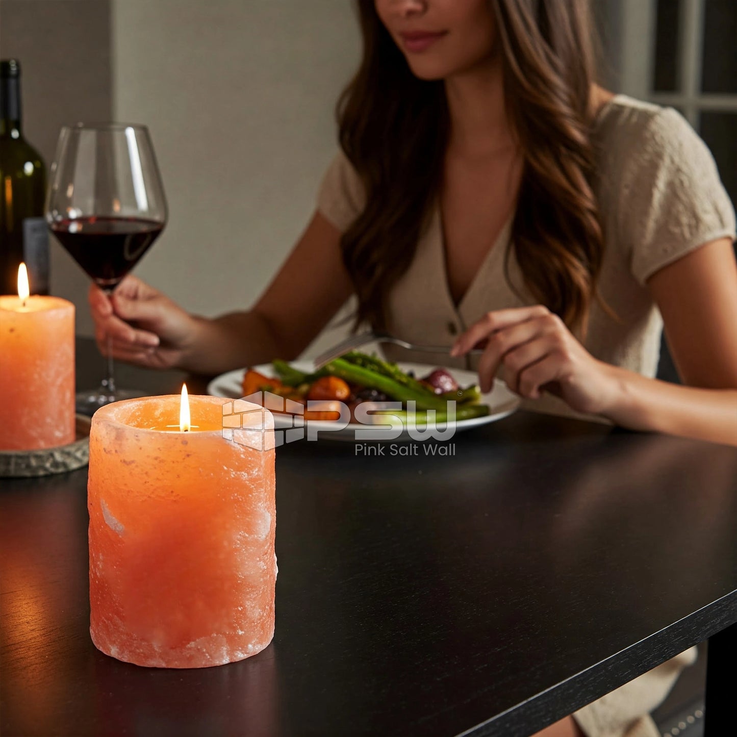 Himalayan salt cure candles for dining table