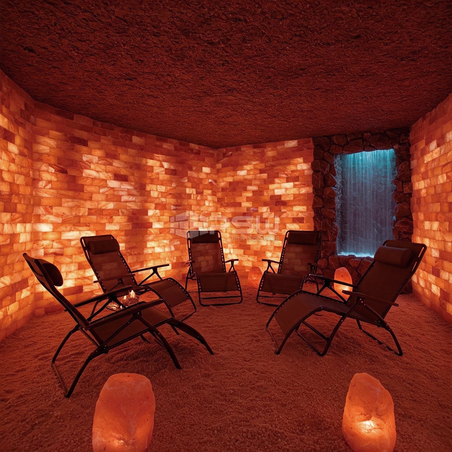 pink salt tiles for therapee room