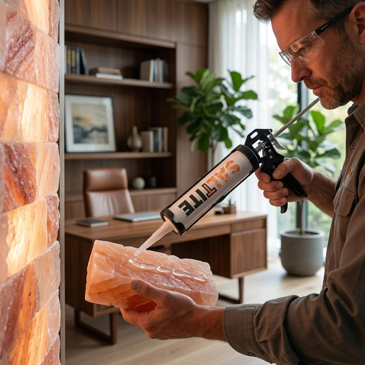 Himalayan salt bricks adhesive for indoor walls installation