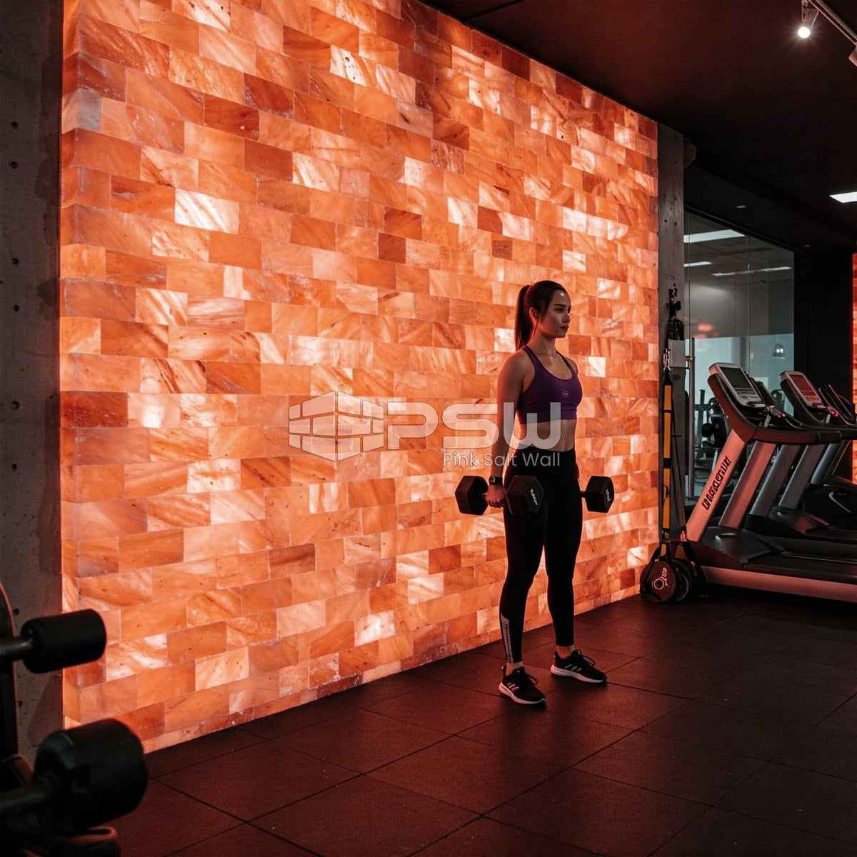 Himalayan salt bricks for fitness center interiors