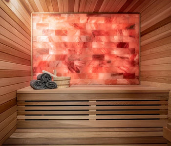 Lit Pink Salt Bricks Used For Chromotherapy | Red Color