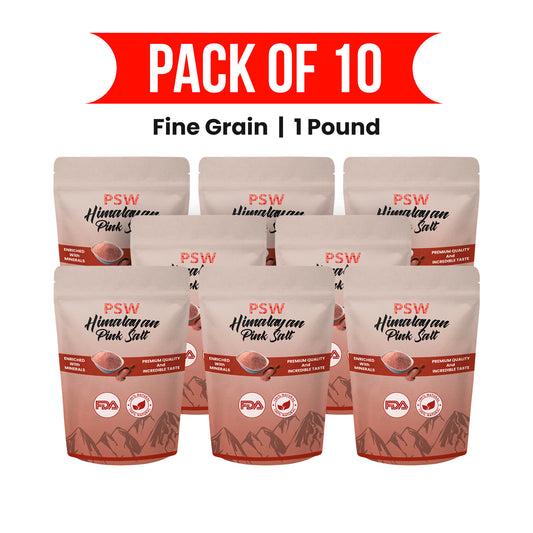 Edible Himalayan Pink Salt - Fine Grain - Pack of 10 -1 Pound Each