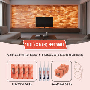 10 ft x 5 ft Salt Wall Pack (218 Full Bricks, 14 Half Bricks, 8 Saltite Adhesive, 2 x 30ft LED String Lights)
