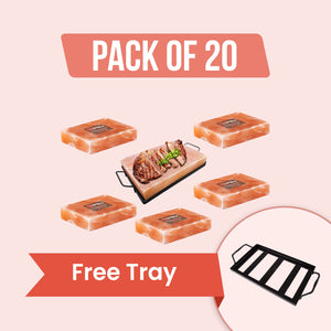 Himalayan Salt Cooking Plate (12” X 8” X 2) Pack of 20 with Free Tray