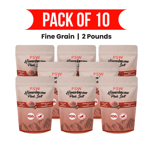 Edible Himalayan Pink Salt - Fine Grain - Pack of 10 -  2 Pounds Each