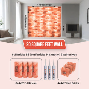 Himalayan Salt Brick Wall Kit (4x5 Ft) 20 Sq. Ft –  Do It Yourself