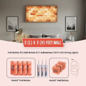 2 ft x 2 ft Salt Wall Pack (15 Full Bricks, 6 Half Bricks, 1 Saltite Adhesive, 6 ft LED String Lights)