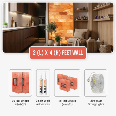 Himalayan Salt Brick Wall Kit (2x4 Ft) 8 Sq. Ft  –  Do It Yourself