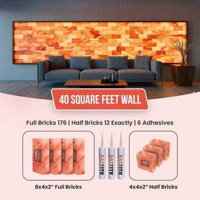 Himalayan Salt Brick Wall Kit (10x4 Ft) 40 Sq. Ft  –  Do It Yourself