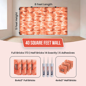 Himalayan Salt Brick Wall Kit (8x5 Ft) 40 Sq. Ft  –  Do It Yourself