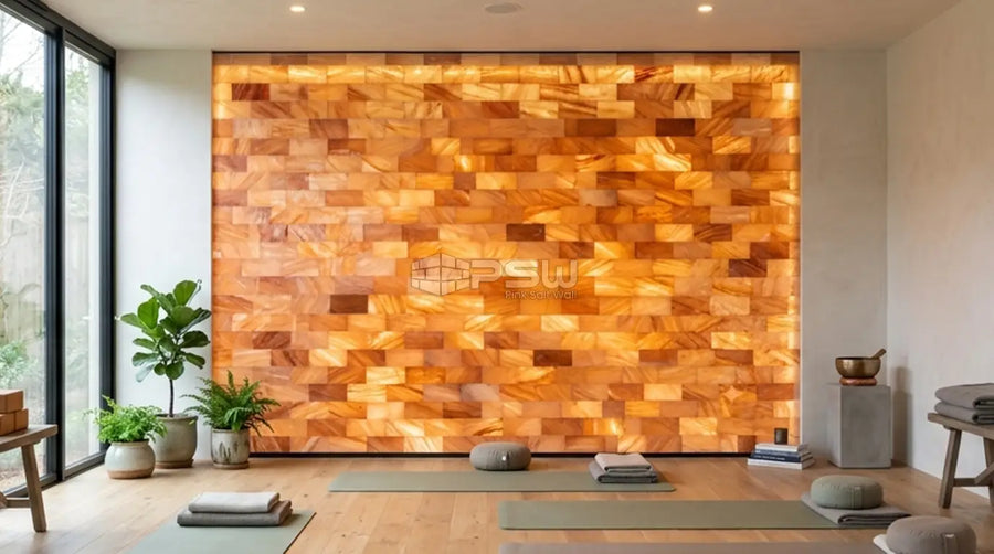 Backlit Himalayan Salt Wall for Yoga Studio