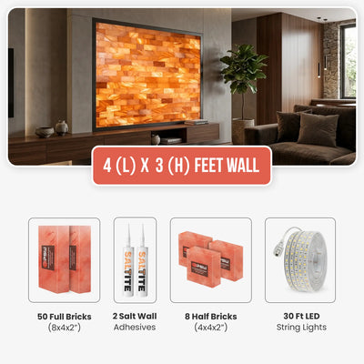 Himalayan Salt Brick Wall Kit 4x3 Ft (12 Sq Ft) – Do It Yourself