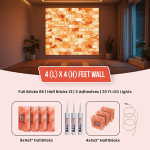 Himalayan Salt Brick Wall Kit (4x4 Ft) 16 Sq. Ft  –  Do It Yourself