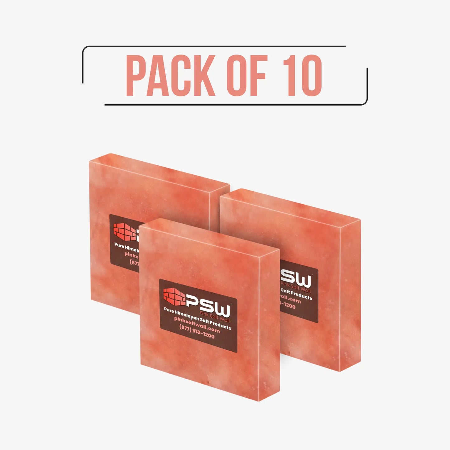 Testa - Solid Himalayan Salt Tile (4" x 4" x 1") - Pack of 10