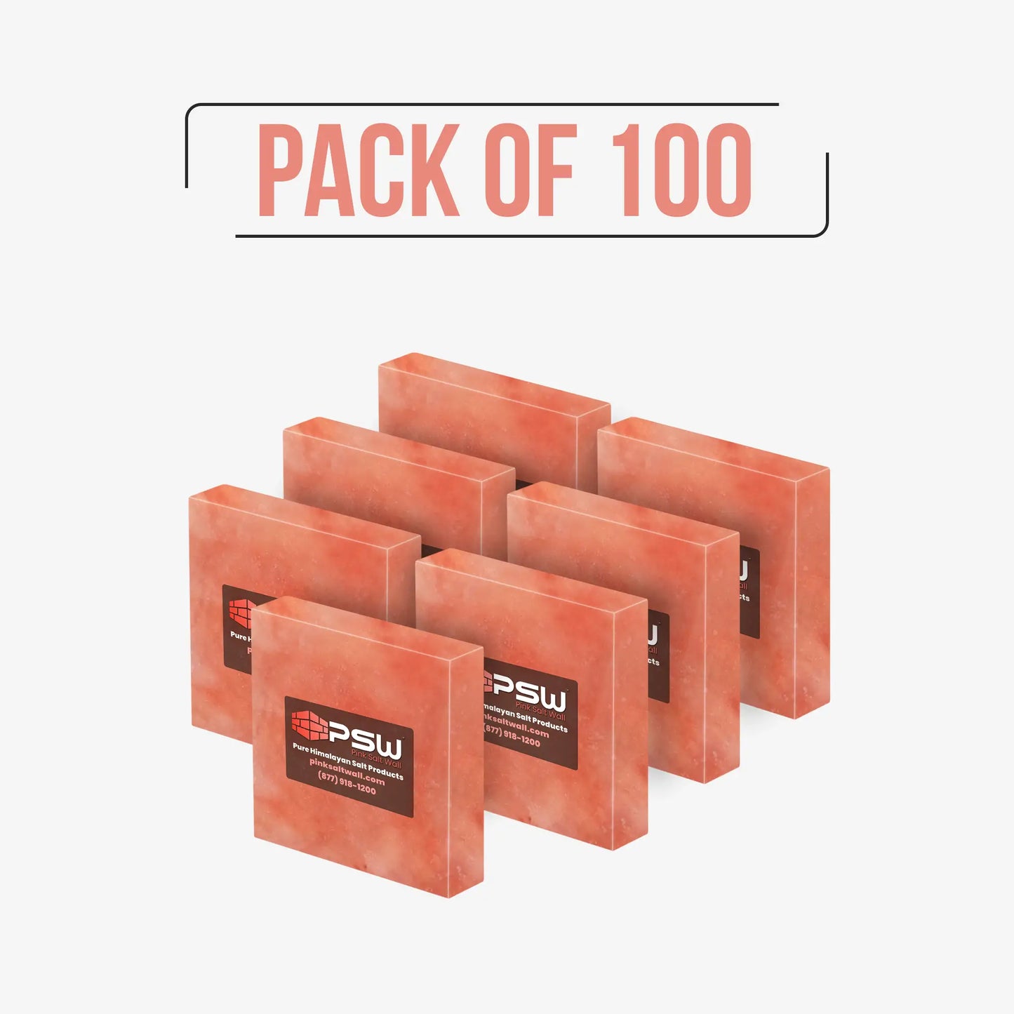 Testa - Solid Himalayan Salt Tile (4" x 4" x 1") - Pack of 100