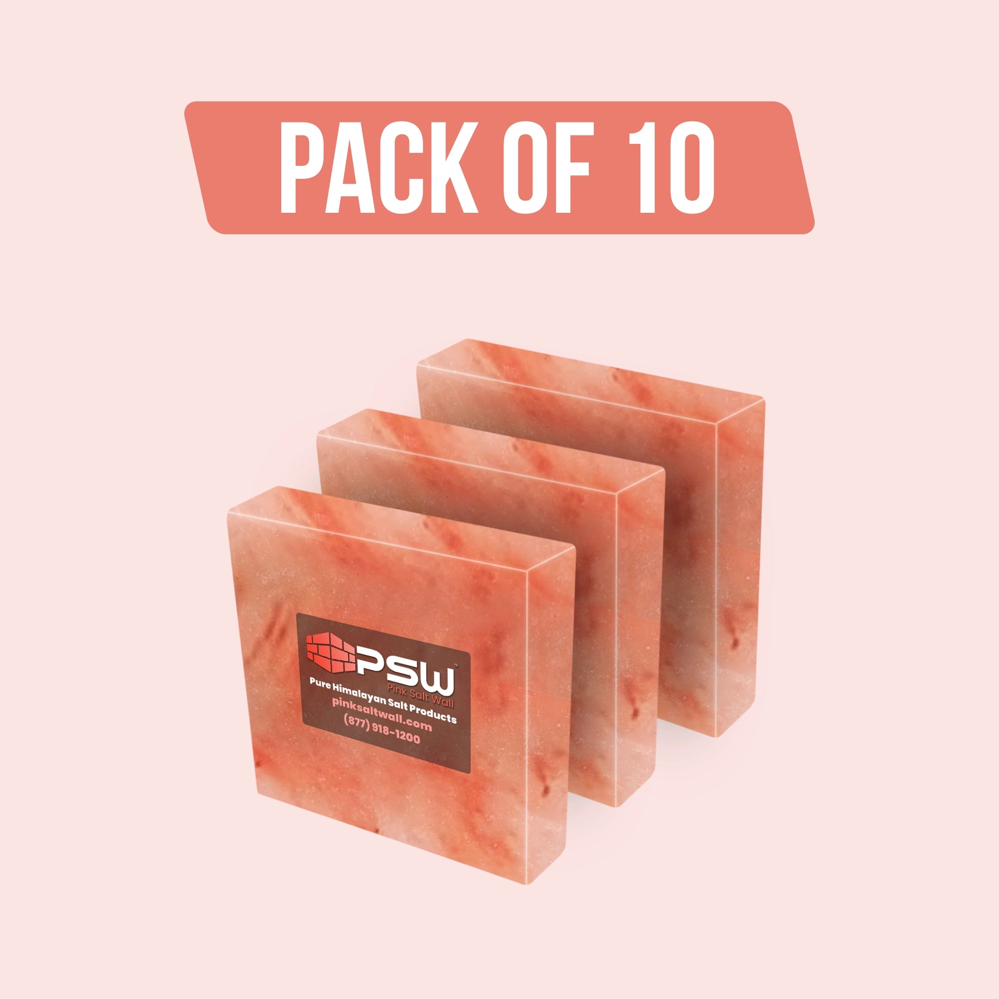 Testa - Solid Himalayan Salt Tile (4" x 4" x 1") - Pack of 10