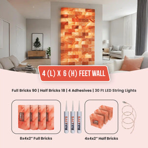 4 ft x 6 ft Salt Wall Pack  (90 Full Bricks, 18 Half Bricks, 4 Saltite Adhesive, 30 ft LED String Lights)