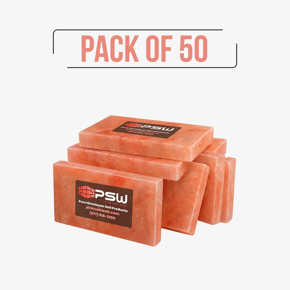 50 Himalayan salt tiles (8"×4"×1") for wall installation