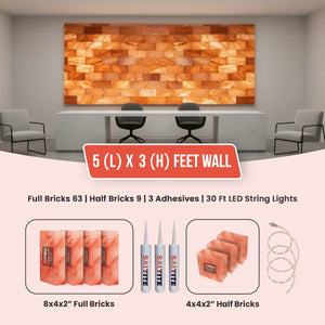 5 ft x 3 ft Salt Wall Pack  (63 Full Bricks, 9 Half Bricks, 3 Saltite Adhesive, 30 ft LED String Lights)