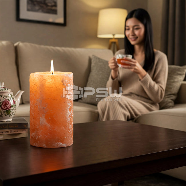 Scented Himalayan Pink Salt Candles 6" Sandal Wood