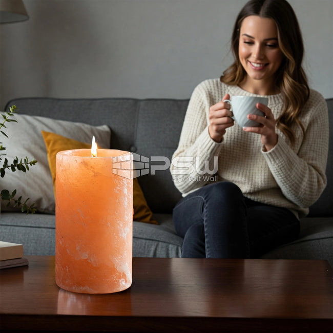 Scented Himalayan Pink Salt Candles 6" Flavor: Warm Vanilla Sugar