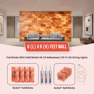Himalayan Salt Brick Wall Kit (6x8 Ft) 42 Sq. Ft  –  Do It Yourself