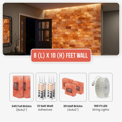 Himalayan Salt Brick Wall Kit (8x10 Ft) 80 Sq. Ft  –  Do It Yourself
