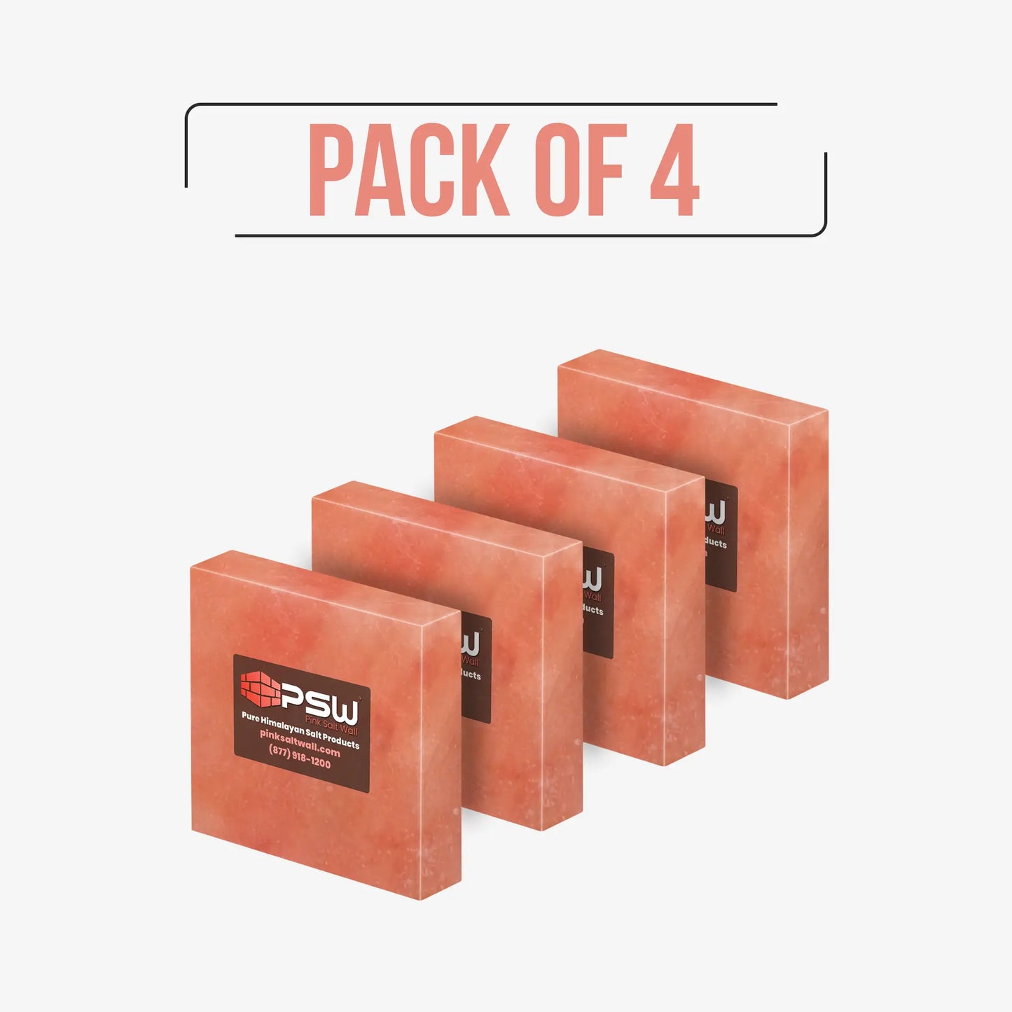 Himalayan Pink Salt Tiles  8” x 8” x 1” - Pack of 4