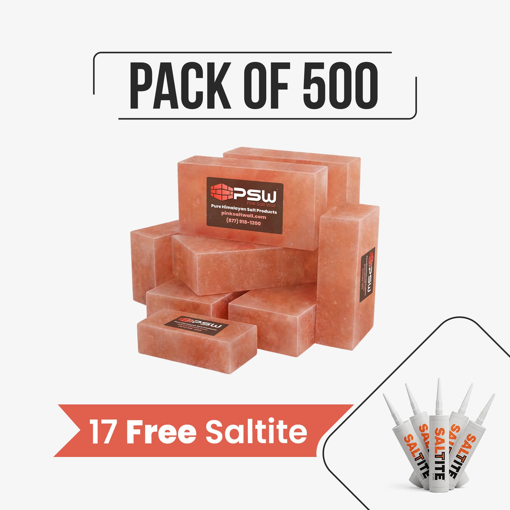 Build 100 sq. ft. Salt Wall (500 Himalayan Salt Bricks 8" x 4" x 2" and 17 Salt Adhesives)
