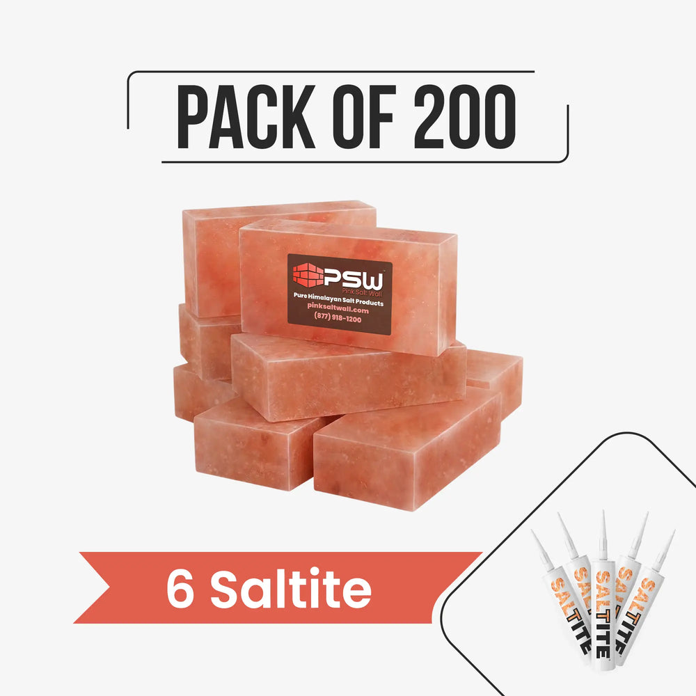 Himalayan Salt Bricks 8" x 4" x 2" Pack of 200 With 6 Saltite