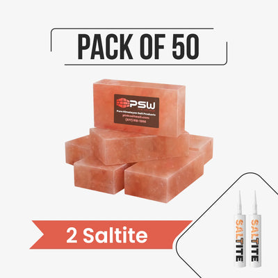 Himalayan Salt Bricks 8" x 4" x 2" Pack of 50 With 2 Saltite