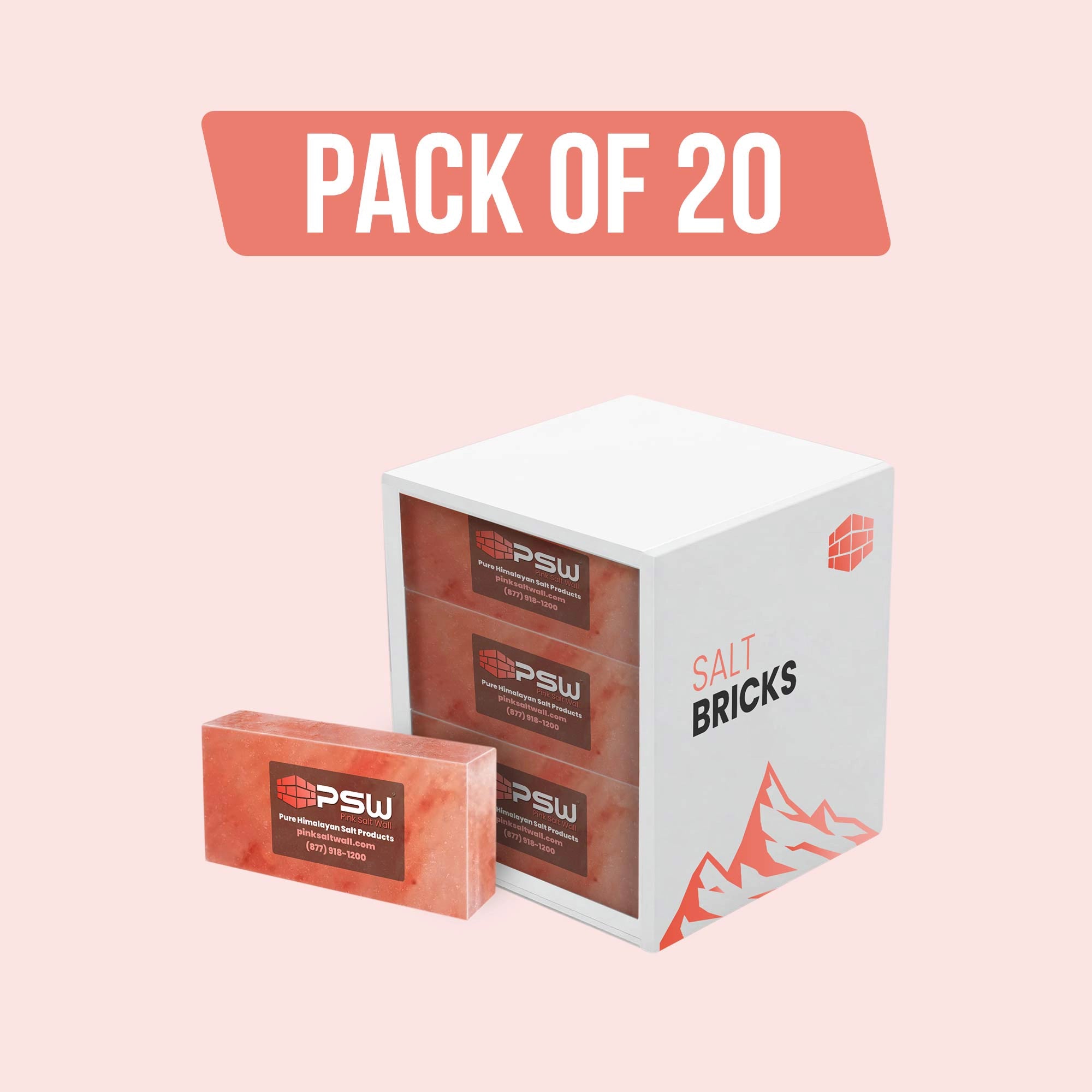 Himalayan Salt Bricks 8" x 4" x 2" - Pack of 20