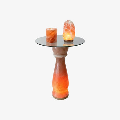Coffee Table With Salt Lamp & Candle