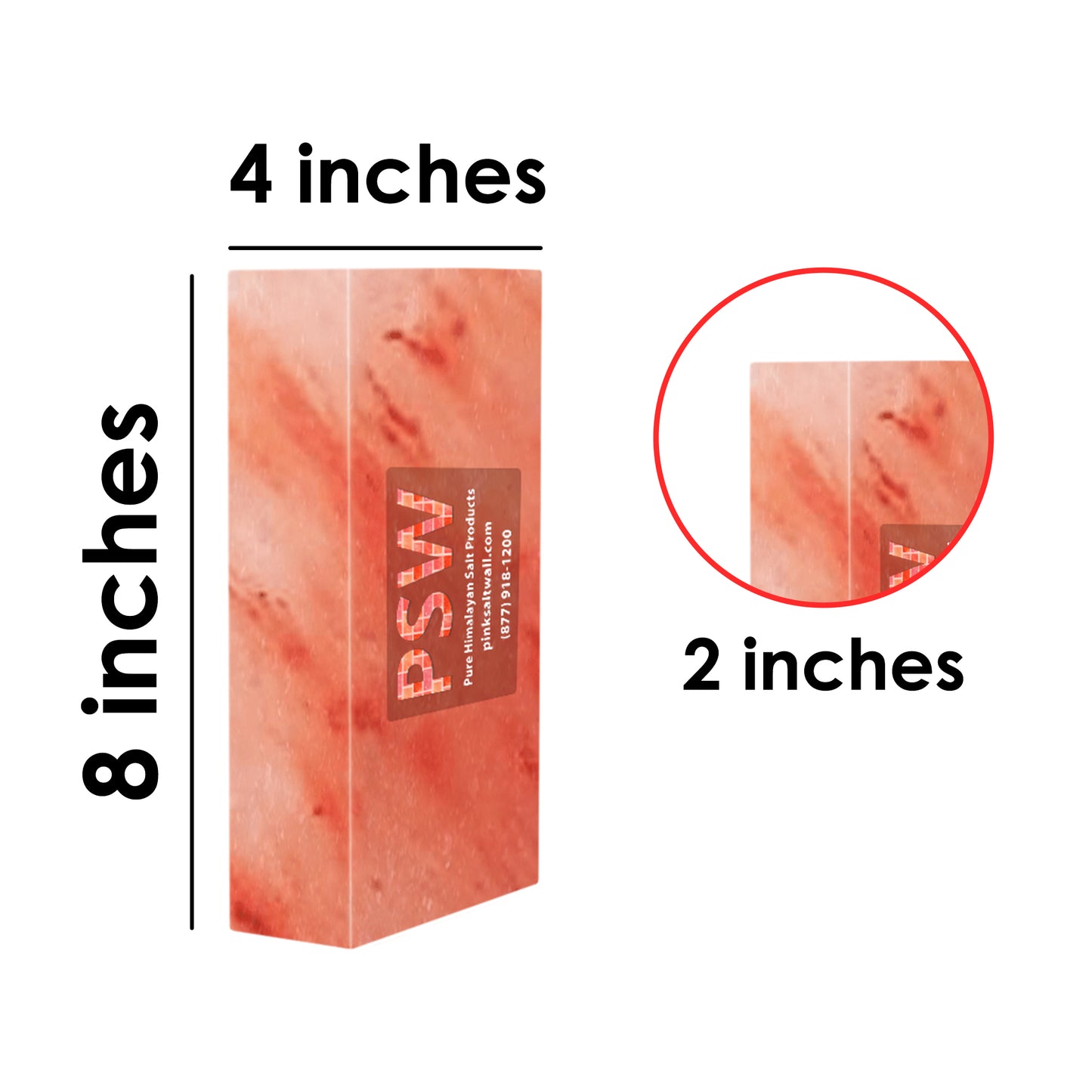 UNE - Himalayan Pink Salt Brick 8" x 4" x 2" - Free Shipping